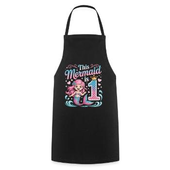 Mermaid 1st Birthday 1 Year - Cooking Apron - black - Front - AI Model Male 185 dark (185cm)