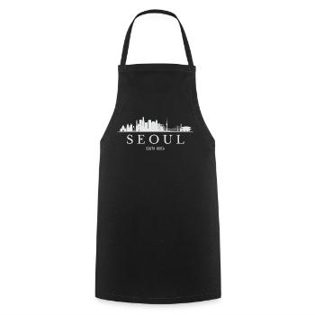 Silhouette de Séoul, Corée du Sud de Séoul - Tablier de cuisine - noir - Devant - AI Model Male 185 dark (185cm)