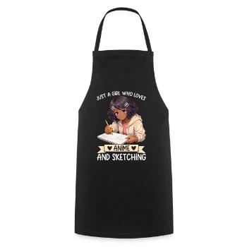 Juste une fille qui adore l’anime et dessine de l’afro - Tablier de cuisine - noir - Devant - AI Model Male 185 dark (185cm)