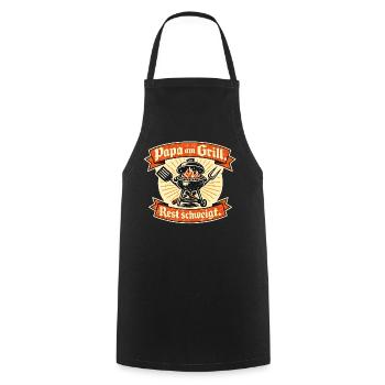 Papa am Grill – Vatertag Geschenk Design - Kochschürze - Schwarz - Vorne - AI Model Male 185 dark (185cm)