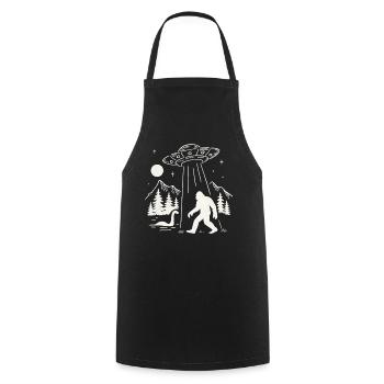 Bigfoot Alien Abduction Sasquatch UFO Spaceship - Cooking Apron - black - Front - AI Model Male 185 dark (185cm)
