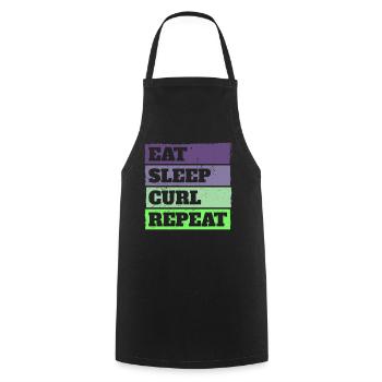 Eat Sleep Curl Repeat Retro Vintage Sport Look - Cooking Apron - black - Front - AI Model Male 185 dark (185cm)