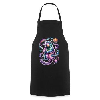 Otter Space Shirt – Planète et Étoiles - Tablier de cuisine - noir - Devant - AI Model Male 185 dark (185cm)