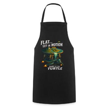 Flat Yet In Motion Thanks To The Turtle Fantasy  - Cooking Apron - black - Front - AI Model Male 185 dark (185cm)