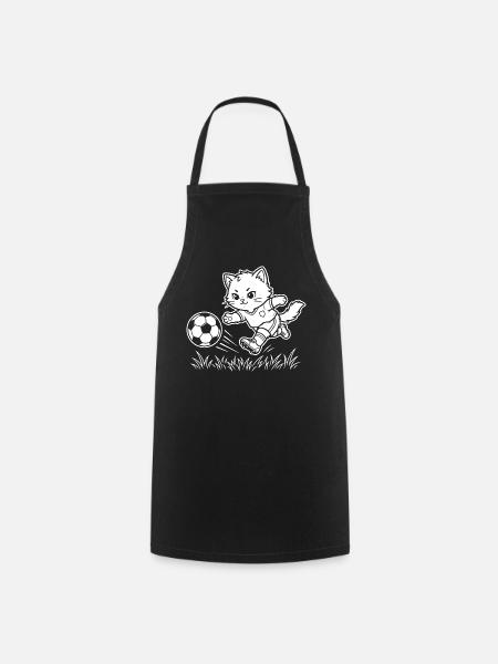 Fußball Kawaii Katze - Kochschürze - Schwarz