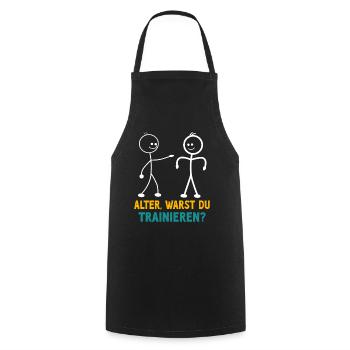 Stick Figure WERE YOU TRAINING FUNNY - Cooking Apron - black - Front - AI Model Male 185 dark (185cm)