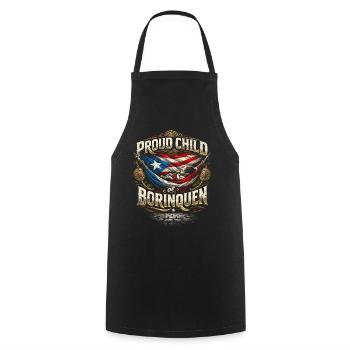 Puerto Rico Boricua Proud Child Of Borinquen - Cooking Apron - black - Front - AI Model Male 185 dark (185cm)