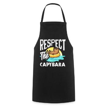 Respect for the Capybaras Cute Funny Animal - Cooking Apron - black - Front - AI Model Male 185 dark (185cm)