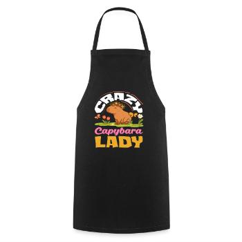 Crazy Capybara Lady Women Cute Funny - Cooking Apron - black - Front - AI Model Male 185 dark (185cm)