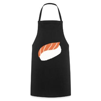 Salmon Nigiri Minimal-Illustrationsdruck - Kochschürze - Schwarz - Vorne - AI Model Male 185 dark (185cm)