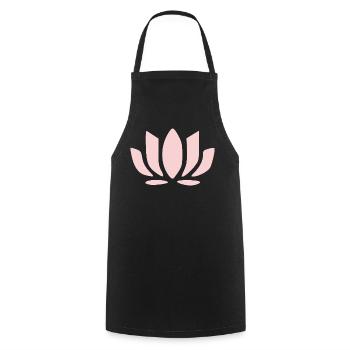 Fleurs de lotus, fleurs de lotus, yoga de la fleur en fleurs pastel - Tablier de cuisine - noir - Devant - AI Model Male 185 dark (185cm)
