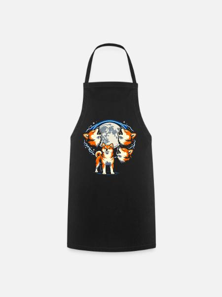 Shiba Inu Howling Moon Lustig Drei Hunde - Kochschürze - Schwarz