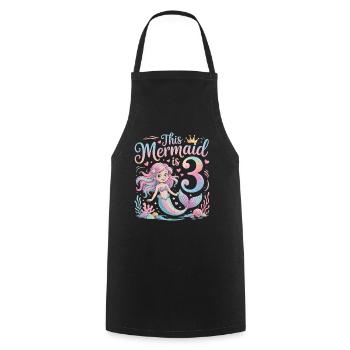 Mermaid 3rd Birthday 3 Years - Cooking Apron - black - Front - AI Model Male 185 dark (185cm)