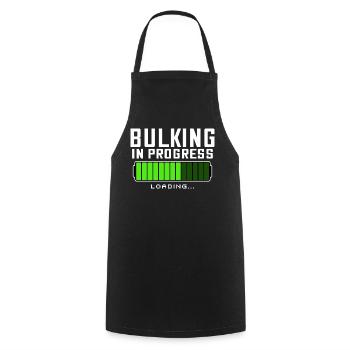Bulking in Progress Fitness GYM Bodybuilding - Cooking Apron - black - Front - AI Model Male 185 dark (185cm)