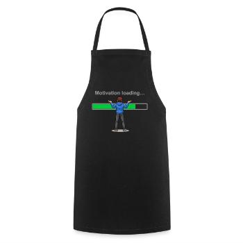 Motivationslade... Bitte warten Sie - Kochschürze - Schwarz - Vorne - AI Model Male 185 dark (185cm)