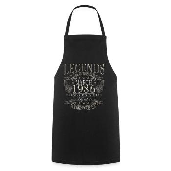 40th birthday March 1986 - Cooking Apron - black - Front - AI Model Male 185 dark (185cm)