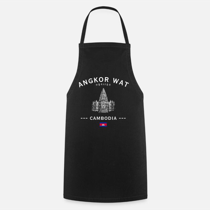 Angkor Wat Silhouette Cambodia - Cooking Apron - black