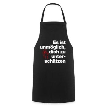 ES IST UNMÖGLICH, DICH UNTERSCHÄTZEN. SARKASMUS - Kochschürze - Schwarz - Vorne - AI Model Male 185 dark (185cm)