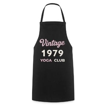 Vintage 1979 Yoga Club Retro Birth Year Vintage - Cooking Apron - black - Front - AI Model Male 185 dark (185cm)