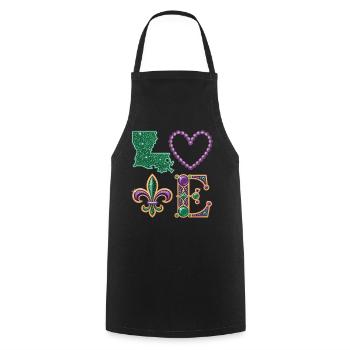 Mardi Gras Louisiana Shirt – Carnival Love - Cooking Apron - black - Front - AI Model Male 185 dark (185cm)