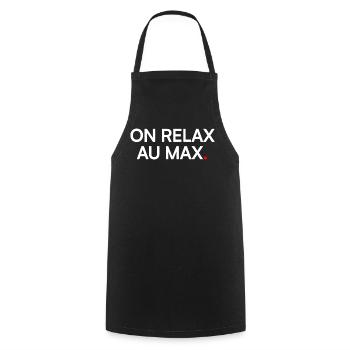 RELAX TO THE MAX. | Vacation Mode - Cooking Apron - black - Front - AI Model Male 185 dark (185cm)