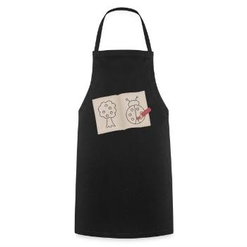 Tree and Ladybug Doodle Sketch - Cooking Apron - black - Front - AI Model Male 185 dark (185cm)