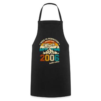 Édition limitée vintage Anniversaire mars 2006 - Tablier de cuisine - noir - Devant - AI Model Male 185 dark (185cm)