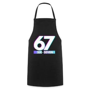 67 Néon Glitch Rétro, six-seven - Tablier de cuisine - noir - Devant - AI Model Male 185 dark (185cm)