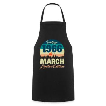 Vintage March 1966 60 Year Anniversary Gift - Cooking Apron - black - Front - AI Model Male 185 dark (185cm)