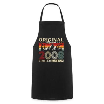 18th Birthday Gift Husband Vintage March 2008 - Cooking Apron - black - Front - AI Model Male 185 dark (185cm)