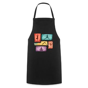 Yoga silhouettes in color blocks - Cooking Apron - black - Front - AI Model Male 185 dark (185cm)