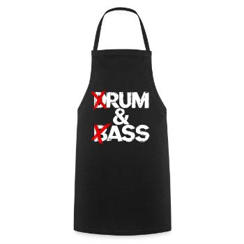 Drum & Bass / Rum & Ass Drummer Band Music - Cooking Apron - black - Front - AI Model Male 185 dark (185cm)
