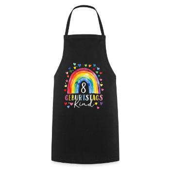 Anniversaire 8 Fille Arc-en-ciel Huit ans - Tablier de cuisine - noir - Devant - AI Model Male 185 dark (185cm)