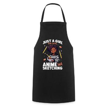Juste une fille qui adore l’anime et dessine des otaku - Tablier de cuisine - noir - Devant - AI Model Male 185 dark (185cm)