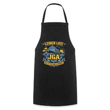 Leinen Los! JGA auf hoher See - Kochschürze - Schwarz - Vorne - AI Model Male 185 dark (185cm)