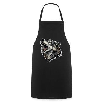 Wild Wolf Howling Alpha Wolf Mascot - Cooking Apron - black - Front - AI Model Male 185 dark (185cm)