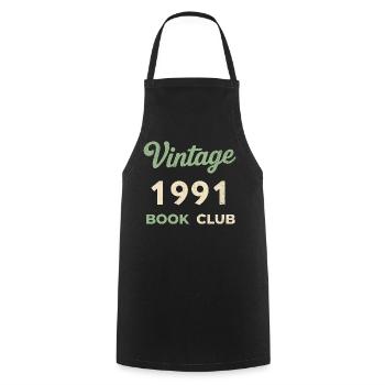 Cadeau rétro de l’année de naissance du club de lecture vintage 1991 - Tablier de cuisine - noir - Devant - AI Model Male 185 dark (185cm)