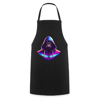 Neon Gorilla 80s Retro Style - Cooking Apron - black - Front - AI Model Male 185 dark (185cm)