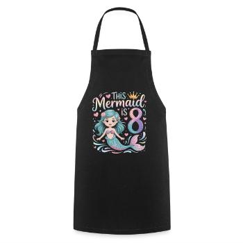 Mermaid 8th Birthday 8 Years - Cooking Apron - black - Front - AI Model Male 185 dark (185cm)