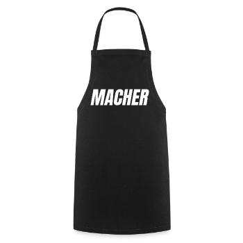 MACHER – Einfach machen. Einfach gut. - Kochschürze - Schwarz - Vorne - AI Model Male 185 dark (185cm)