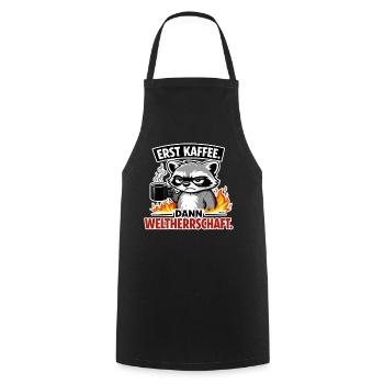 Erst Kaffee Dann Weltherrschaft - Kochschürze - Schwarz - Vorne - AI Model Male 185 dark (185cm)