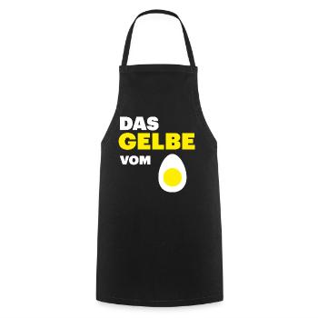 Hühner Fans -  Hahn - Gockel - Eigelb - Kochschürze - Schwarz - Vorne - AI Model Male 185 dark (185cm)