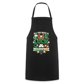 St Patrick's Day | All You Need Is Luck - Cooking Apron - black - Front - AI Model Male 185 dark (185cm)