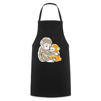 Monkey Hug Duo Illustration - Tablier de cuisine - noir - Devant - AI Model Male 185 dark (185cm)