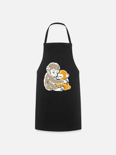 Monkey Hug Duo Illustration - Kochschürze - Schwarz