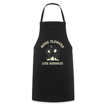 More Flowers Less Assholes – Retro Flower Saying - Cooking Apron - black - Front - AI Model Male 185 dark (185cm)