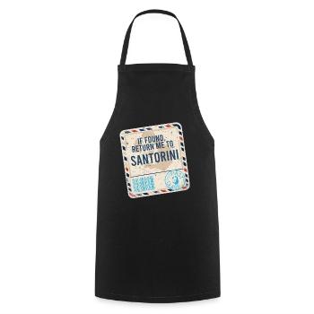 If Found Return To Santorini - Cooking Apron - black - Front - AI Model Male 185 dark (185cm)