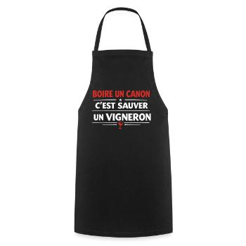 To have a drink is to save a winemaker - Cooking Apron - black - Front - AI Model Male 185 dark (185cm)