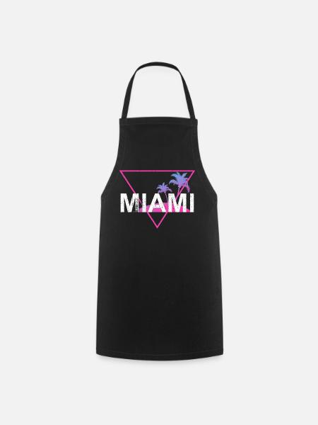 Miami Neon Palmen Retro - Kochschürze - Schwarz