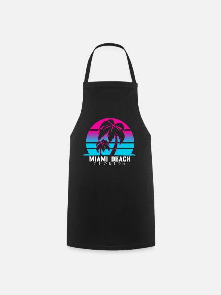 Miami Beach Palmen Neon - Kochschürze - Schwarz